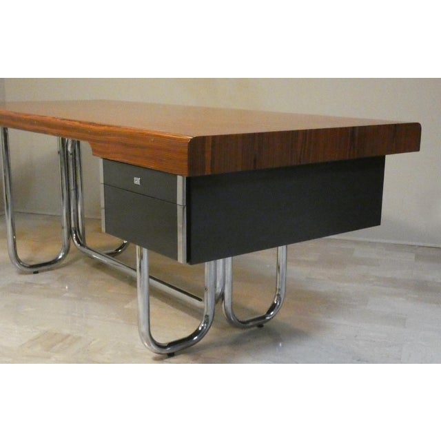 1950s Modernist Bauhaus Desk in Wood and Chromed Steel, France, 1950s For Sale - Image 5 of 18