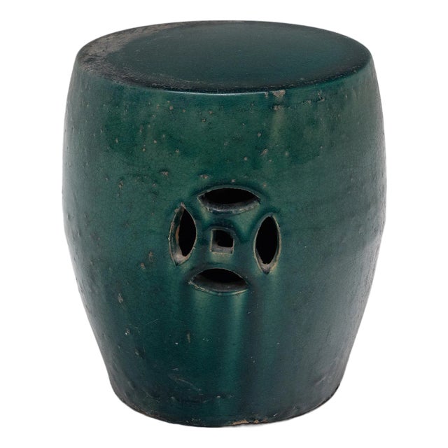 Chinese Green Glazed Drum Stool, C. 1900 For Sale
