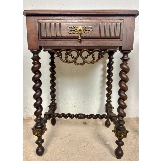 Brown Spanish Barley Twist Nightstands, 1930s, Set of 2 For Sale - Image 8 of 15
