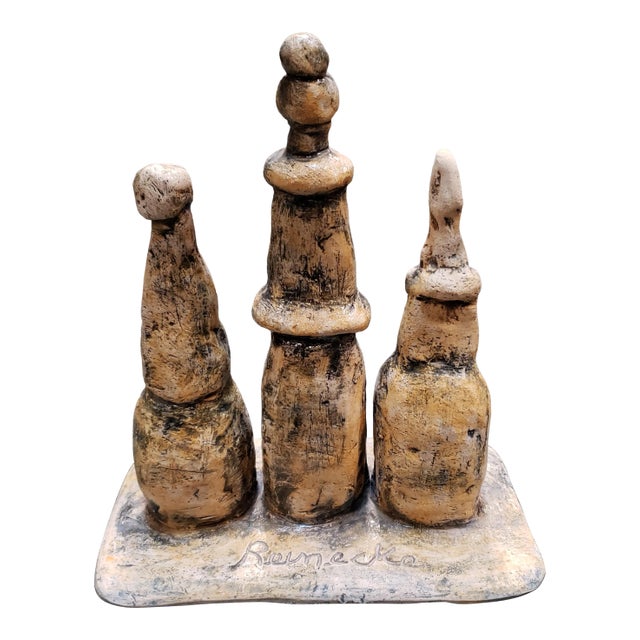 Mid 20th Century Abstract Figural Group Clay Sculpture Signed Reinecke (Gladys) New Orleans For Sale