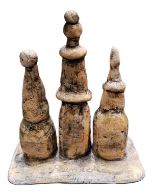 Mid 20th Century Abstract Figural Group Clay Sculpture Signed Reinecke (Gladys) New Orleans