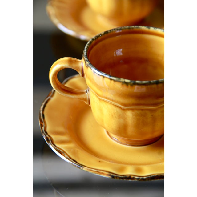 Ceramic Vintage Amber Cups and Saucers from Pagnossin, 1970s, Set of 4 For Sale - Image 7 of 11