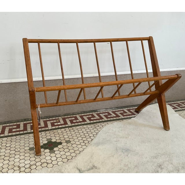 Mid 20th Century Danish Modern Spindle Wood Magazine Rack For Sale - Image 9 of 10