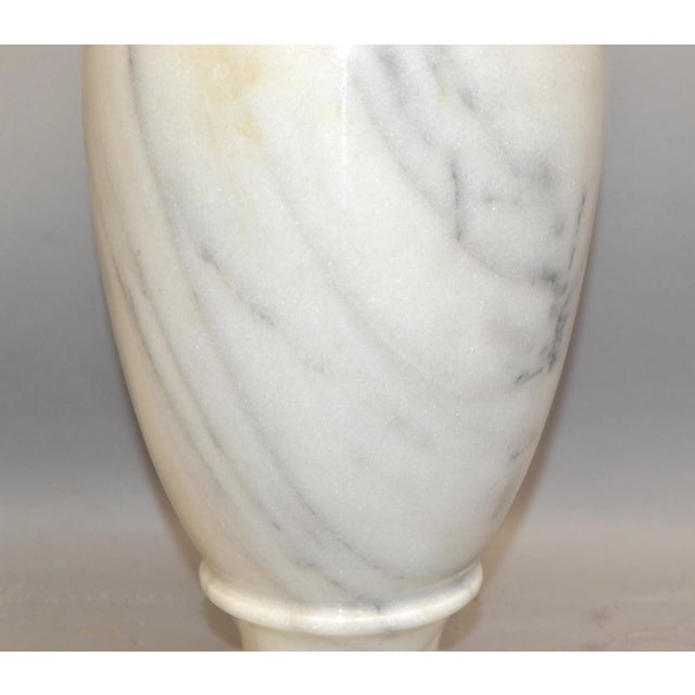 1950s Art Deco Style 20th Century Hand-Carved Carrara Marble Vase Urn Vessel Italy For Sale - Image 5 of 13