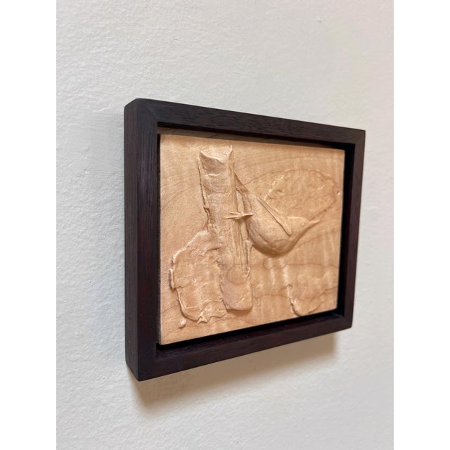 Contemporary Nuthatch by Dana Younger | Maple and Niove Relief of a bird on a tree branch For Sale - Image 3 of 5
