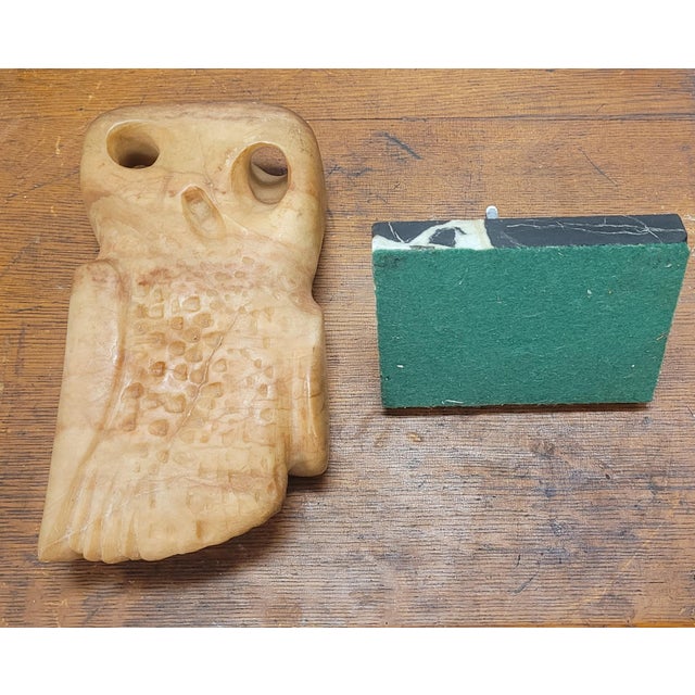 Camel Mid Century Modern Stone Owl Sculpture For Sale - Image 8 of 9
