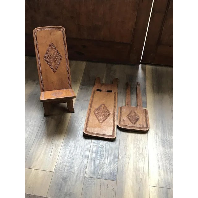 Wood Set of Hand Carved Chair, Cuba, 1960s For Sale - Image 7 of 8