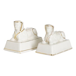 Earthenware Toothpick Holders Shaped Like Sphinxes in Sacavém, Set of 2 For Sale