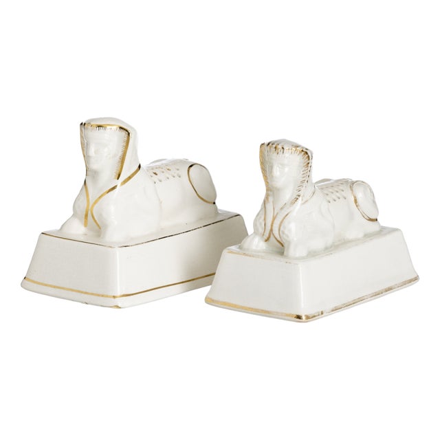 Earthenware Toothpick Holders Shaped Like Sphinxes in Sacavém, Set of 2 For Sale