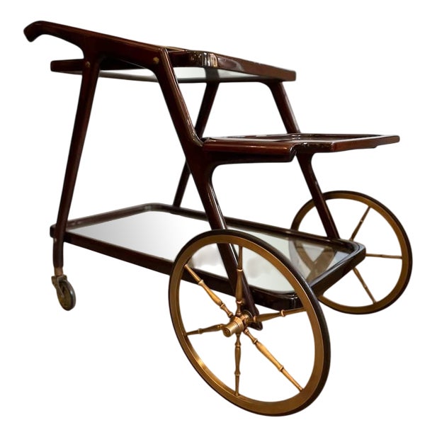 Vintage Wooden Cart with Removable Tray, 1960s For Sale