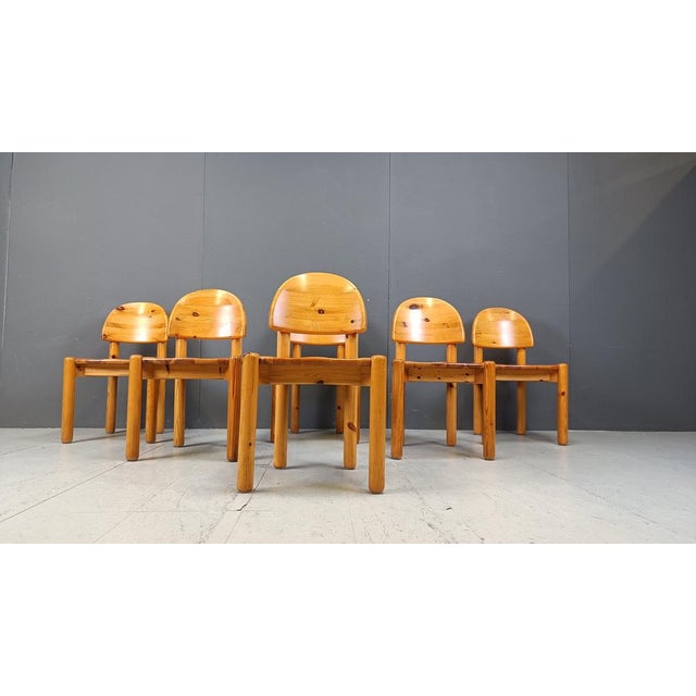 Beige Vintage Pine Wood Dining Chairs, 1980s, Set of 6 For Sale - Image 8 of 11