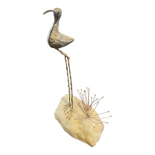 1960s Mid Century Modern Bird Sculpture on Stone Base by Curtis Jere For Sale