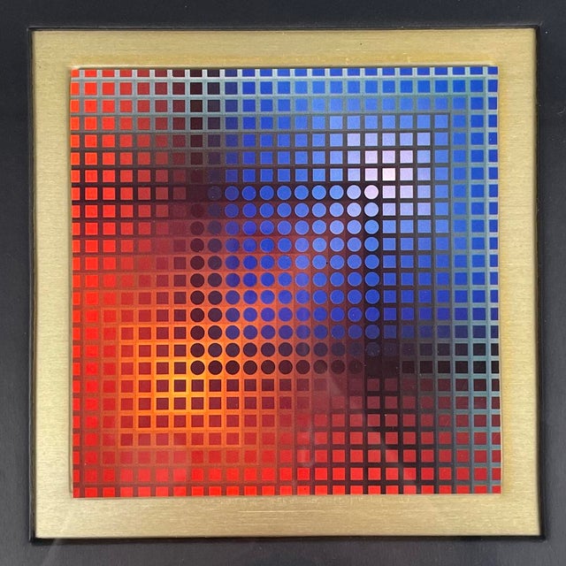 Victor Vasarely, Hungarian Modern Op Art Composition, 1970s, Framed For Sale - Image 4 of 9