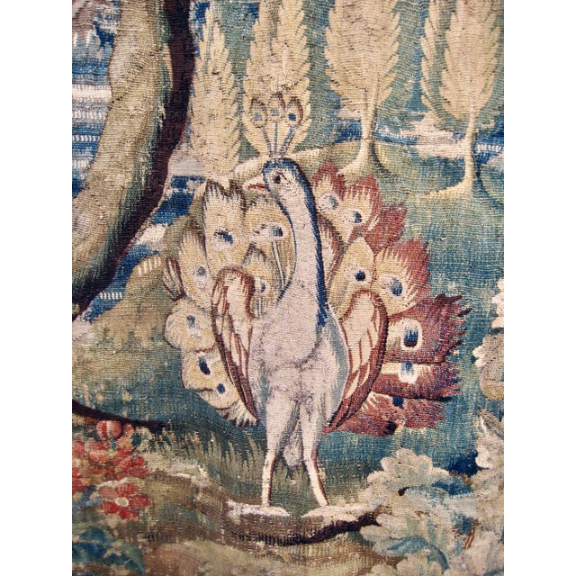 French Aubusson Verdure Two Peacocks, Parrot and Boats 18 Century For Sale - Image 4 of 17