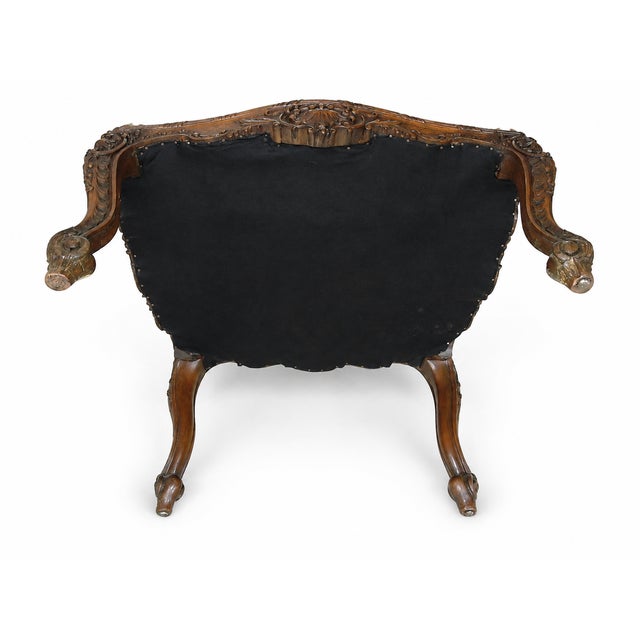 Ornate French Louis XV–Style Carved Wood Armchair With Floral Tapestry Upholstery For Sale - Image 10 of 15