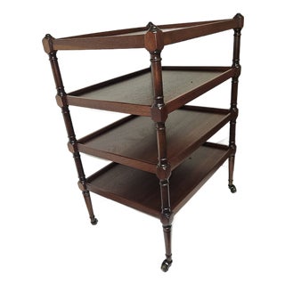 English Regency Style Four Tier Table on Tiny Brass Castors For Sale