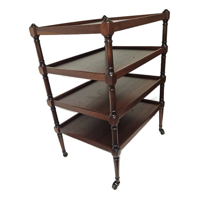 English Regency Style Four Tier Table on Tiny Brass Castors For Sale