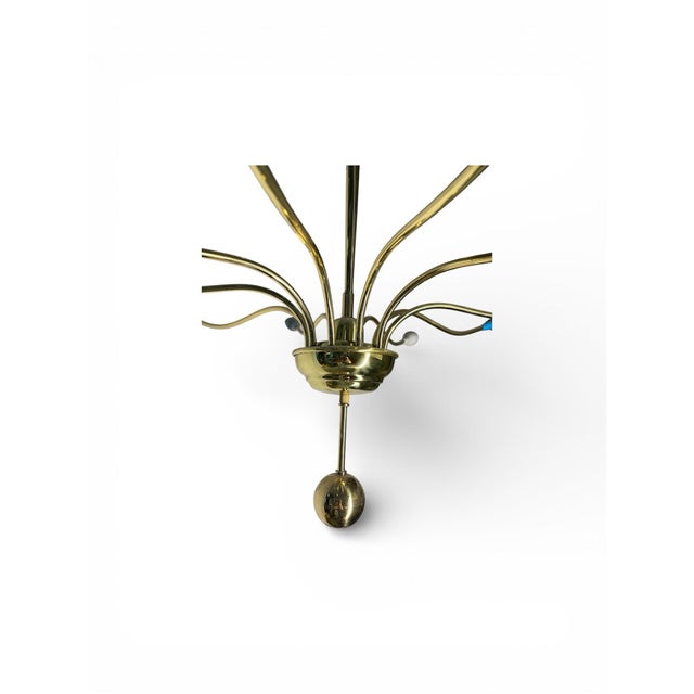 Metal Vintage Attributed to Stilnovo Italian Brass Chandelier 10 Arms For Sale - Image 7 of 7