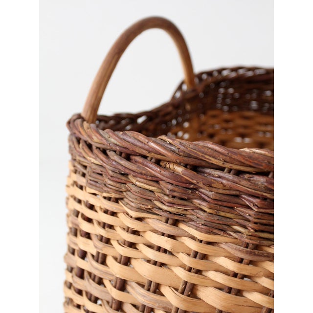 Vintage Large Wicker Gathering Basket For Sale - Image 12 of 15
