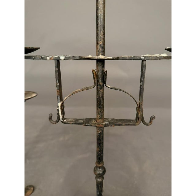 Black Pair of French Wrought Iron Candelabras, Circa 1850 For Sale - Image 8 of 13