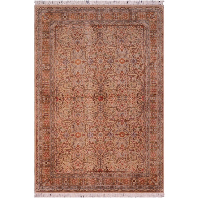 Boho Chic Tabriz Pak-Persian Tan/Brown Wool Rug - 4'0'' X 6'6'' For Sale - Image 9 of 9