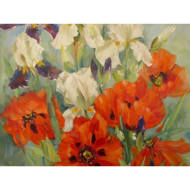 Elizabeth Davies, Still Life with Flowers, 1980, Oil on Canvas For Sale - Image 6 of 17
