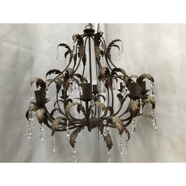Metal and Crystal Chandelier, 1970s For Sale - Image 16 of 18