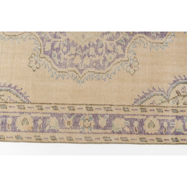1960s Lavender Medallion Distressed Carpet For Sale - Image 10 of 10