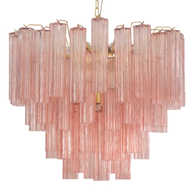 Murano Pink Glass Tronchi Chandelier, 1990s For Sale - Image 11 of 11