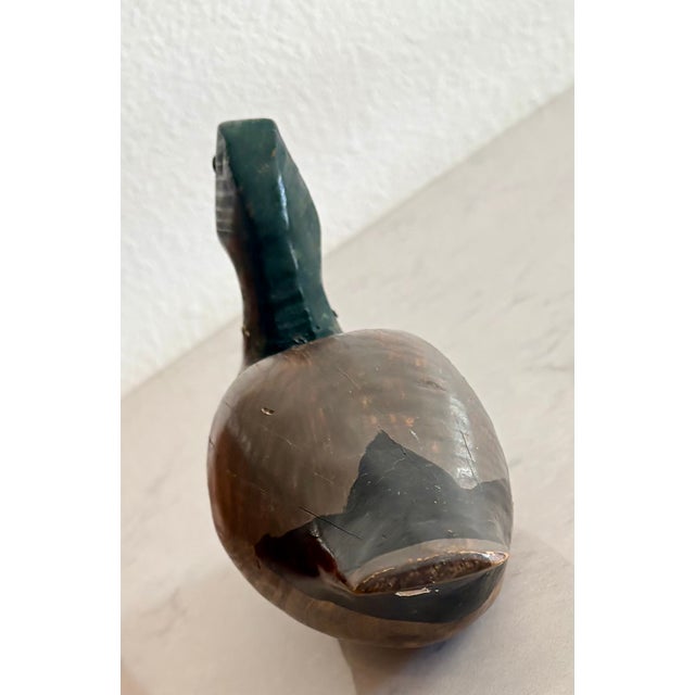 Early 20th Century Folk Art Hand Carved Wooden Mallard Duck Decoy For Sale - Image 4 of 12