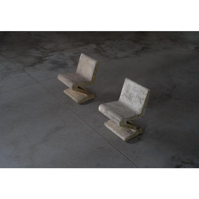 Concrete Zig Zag Chairs, France, 1970s, Set of 2 For Sale - Image 3 of 18