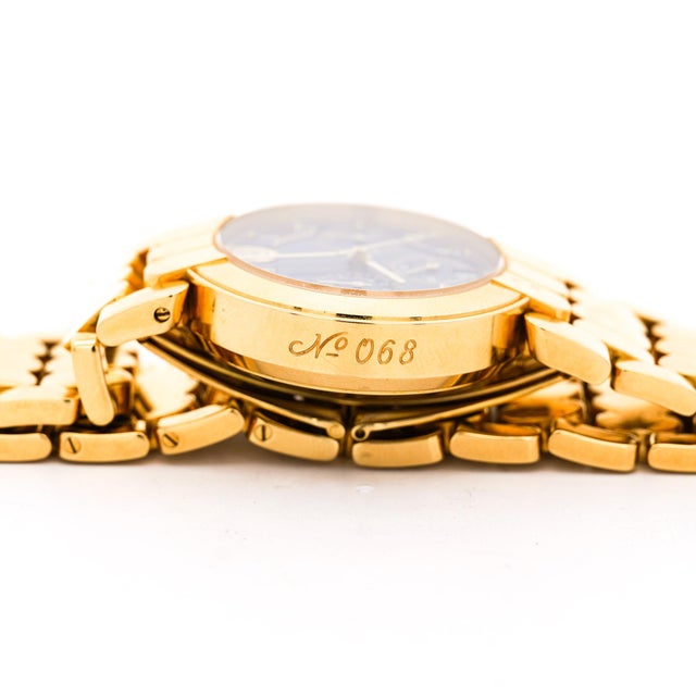 Harry Winston Premier Chronograph 18k Yellow Gold Navy Dial Mens Luxury Watch For Sale - Image 13 of 13