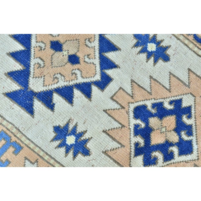 1960s 1960s Vintage Blue Rug For Sale - Image 5 of 11