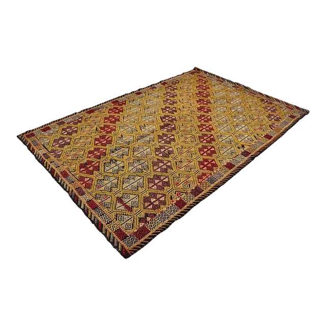 1950s Organic Modern Ochre Yellow Rug For Sale