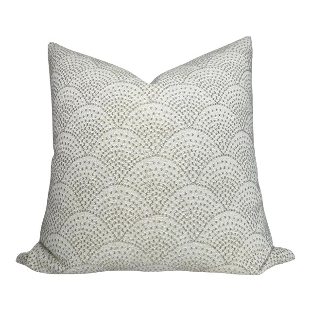 Scalloped Pillow Cover in Natural, 22x22 Pillow For Sale
