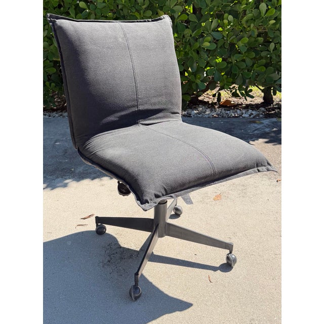 Modern Restoration Hardware Distressed Canvas Swivel Desk Chairs, Set of 3 For Sale - Image 3 of 13