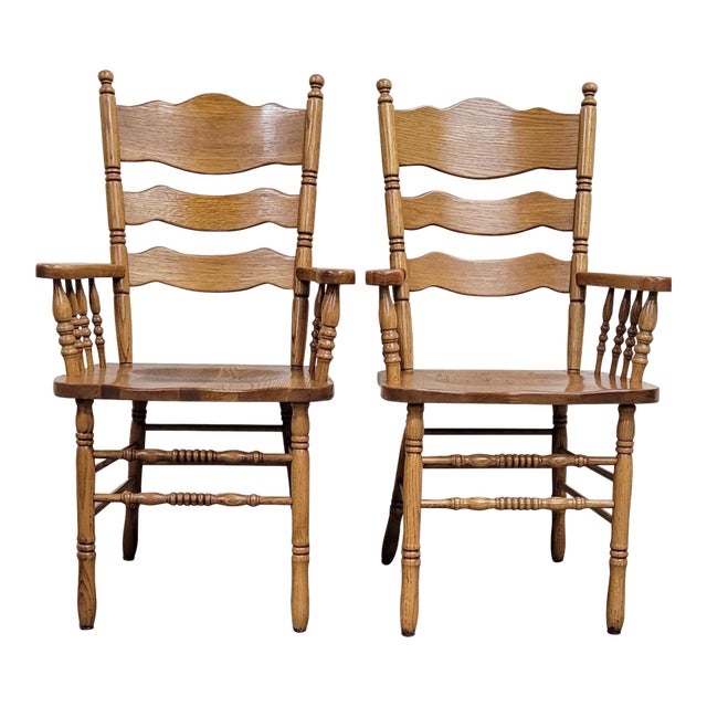 Vintage Procter & Gamble Ladder Back Country French Style Dining Chairs - Pair For Sale