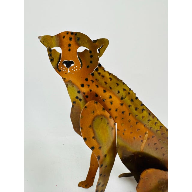 Folk Art Sculptural Metal Cheetah For Sale - Image 3 of 6