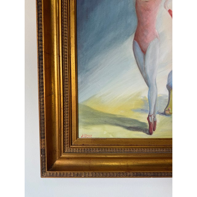 Wood 1980’s Jerry F. Stone “Velvet Dancer” Oil on Canvas Painting, Framed For Sale - Image 7 of 12