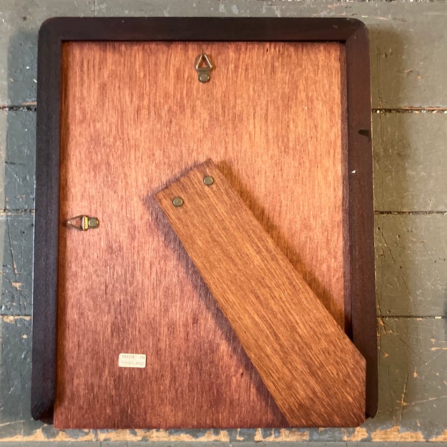 1980’s Original Wayne Cunningham Abstract Ink Drawing Vintage Rounded Corners Tabletop Wood Frame For Sale - Image 4 of 4