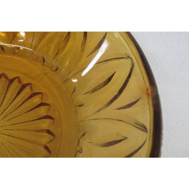 Amber Mid 20th Century Pressed Glass Small Bowls Pair of 2 Amber Color Fruit Snack Butter Dishes - Set of 2 For Sale - Image 8 of 11