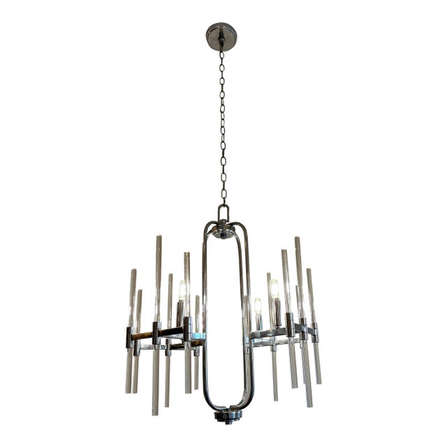 Minka Lavery Chandelier Pendant Lighting 3094-77 Pillar Dining Room Fixture, 4-Light 240 Watts, Chrome For Sale