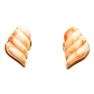 Fancy Shaded Pink Coral Earrings, A Pair For Sale