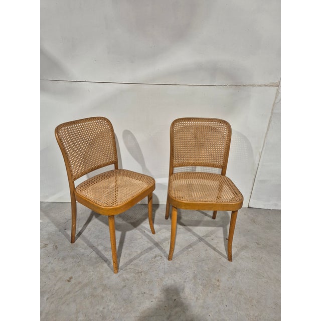 Brown Pair of Vintage Ligna Chairs with Webbing Seat, 1960s For Sale - Image 8 of 8