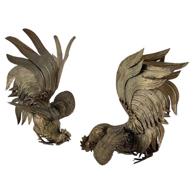 Vintage Italian Brass Foraging Roosters from Gucci, 1950s, Set of 2 For Sale - Image 10 of 10