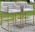Great pair of counter height modern stools. Striking and elegant combination of gold tone finish and silver gray velvet....