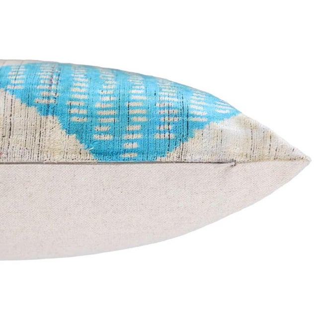 Handmade 16x24 Turquoise Silk Velvet Throw Pillow – Luxury Geometric Lumbar Cushion For Sale In San Francisco - Image 6 of 8