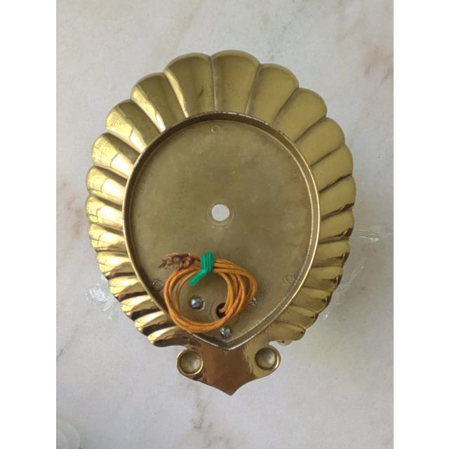 Mid Century Hollywood Regency Style Brass Shell Two Light Electric Wall Sconce - A Pair For Sale - Image 10 of 11