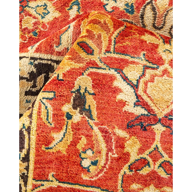 Textile Eclectic Hand-Knotted Area Rug - Orange, 7' 10" x 10' 2" For Sale - Image 7 of 8
