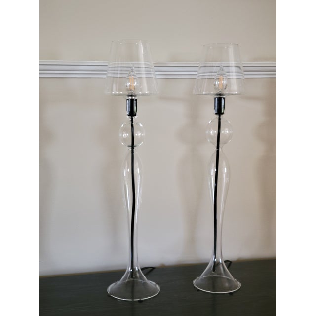 Les Héritiers Hand-Blown Glass Lamps - a Pair For Sale - Image 11 of 11